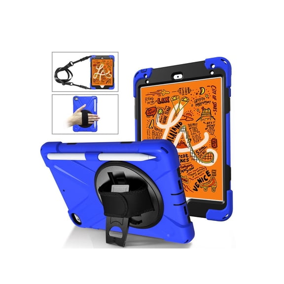 Case For iPad Mini 5 2019 Mini 4 2015 with Pencil Holder Shockproof Cover with Kickstand Hand & Shoulder Strip for iPad Mini 5th Mini 4th Gen