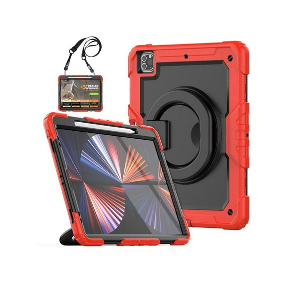 Case For iPad Pro 12.9 inch 2022 2021 2020 2018 6th 5th 4th 3rd Gen with Screen Protector Pen Holder Stand Shoulder Strap Shockproof Protective Cover