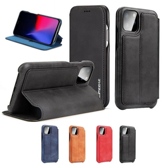 Case For iPhone 11 Pro Max Luxury Flip Leather Cover Phone Wallet Cover(Black)