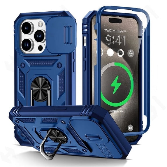 Case For iPhone 15 14 13 12 11 Pro XS Max XR 8 7 Plus Camera Slide Military Grade Armor Protection 360 Degree Rotate Armor Cover