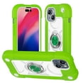 thumbnail image 1 of Case For iPhone 15,Decase Heavy Duty Armor Cover[Military Grade Drop Protection] Silicone Bumper Dual Layer Hybrid Rugged Protective Case with Ring Kickstand,for Apple iPhone 15 - Green, 1 of 6