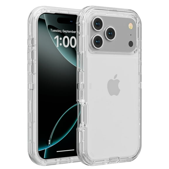 Case For iPhone 17 Pro Max , Heavy Duty Shockproof Protection Phone Cases, Anti-Drop, Triple Layer Transparent Protective Cover, Crystal Clear