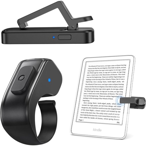 Case-Friendly Remote Control Page Turner Ring for Kindle Paperwhite Oasis Scribe eReaders, Camera Camcorder Remote Controls, Page Turner Clicker for iPhone ipad Tablets with Storage Bag