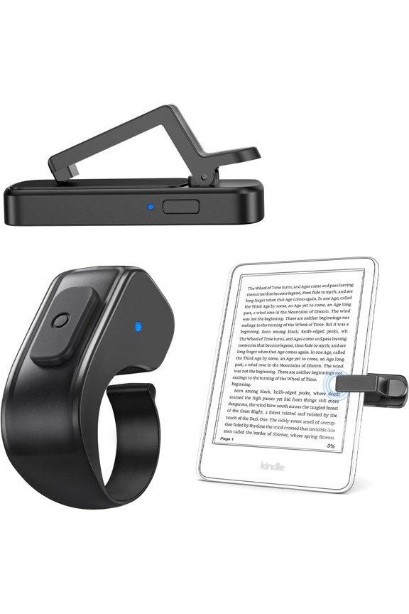 Case-Friendly Remote Control Page Turner Ring for Kindle Paperwhite Oasis Scribe eReaders, Camera Camcorder Remote Controls, Page Turner Clicker for iPhone ipad Tablets with Storage Bag