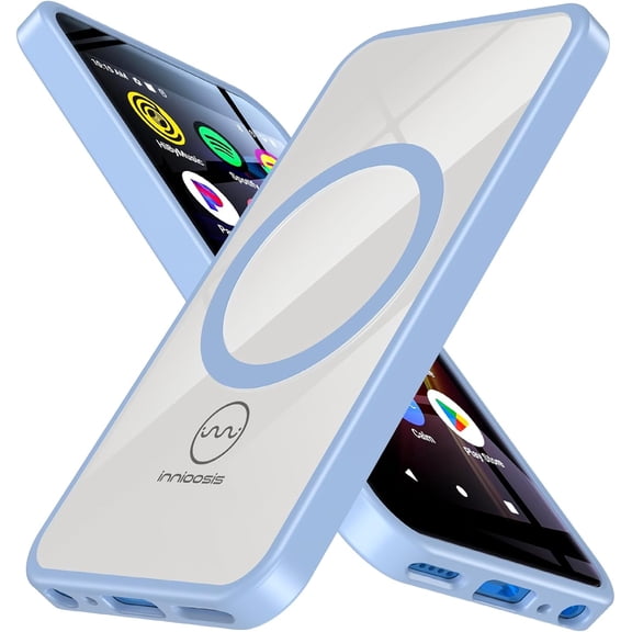 Case for G5 MP3 Player, Magnetic Shockproof TPU Bumper and PC Hard Back Crystal Clear Back Protective Cover, Slim Transparent G5 MP3 Player Case (Blue)
