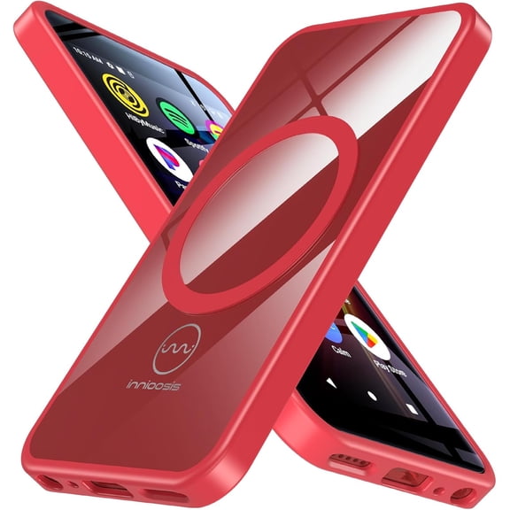 Case for G5 MP3 Player, Magnetic Shockproof TPU Bumper and PC Hard Back Crystal Clear Back Protective Cover, Slim Transparent G5 MP3 Player Case (Red)