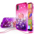 thumbnail image 1 of Case for Galaxy A01 Case Ring Kickstand w/ TPU Screen Protector Liquid Quicksand Glitter Cute Bling Girls Women [Shock Proof] for Samsung Galaxy A01 - Ring Pink/Purple, 1 of 5