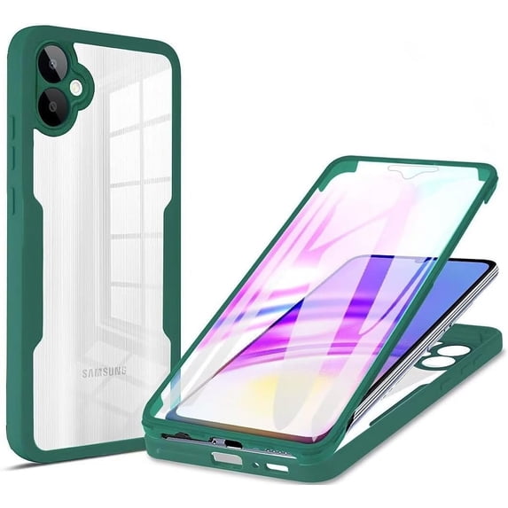 Case for Galaxy A05,Slim Full-Body Rugged Stylish Protective Clear Colorful Back Hybrid 3-in-1 Case with Built-in Screen Protector Phone Case for Samsung Galaxy A05 4G (Green)
