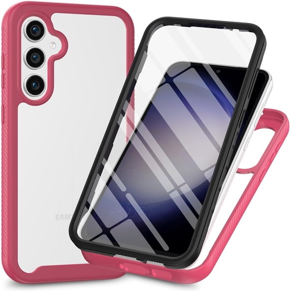 Case for Galaxy A05S,Slim Full-Body Rugged Stylish Protective Clear Back Hybrid 3-in-1 Case with Built-in Screen Protector Phone Case for Samsung Galaxy A05S (Rose)