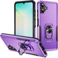 thumbnail image 1 of Case for Galaxy A06,Heavy Duty Shockproof Full Protective [Dual Layer] [Hard PC],Built in Finger Ring Kickstand Protective TPU+PC Phone Case for Samsung Galaxy A06 4G (Purple Black), 1 of 10