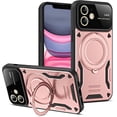 thumbnail image 1 of Case for Galaxy A06,Military [Built-in Kickstand] Magnetic Metal Ring Dual-Layer Heavy Duty Car Holder Shockproof Camera Lens Protection Phone Case for Samsung Galaxy A06 (Pink), 1 of 8