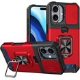 thumbnail image 1 of Case for Galaxy A06,Military Grade TPU+PC [Built-in Magnetic Kickstand] Dual-Layer Design Card Slot Heavy Duty Shockproof Protection Phone Case for Samsung Galaxy A06,6.7" 2024 (Red), 1 of 10