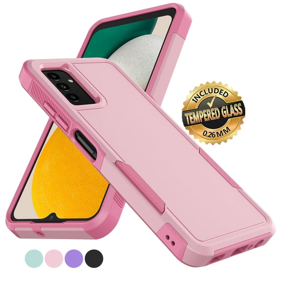Case for Galaxy A13 5G, 2 in 1 Heavy Duty Armor Shockproof Tough Hybrid Dual Layer Rubber Drop Protection Soft Bumper Rugged Protective Phone Cover Case for Samsung Galaxy A13 5G -Pink