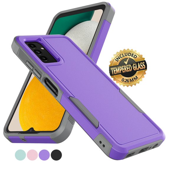 Case for Galaxy A13 5G, 2 in 1 Heavy Duty Armor Shockproof Tough Hybrid Dual Layer Rubber Drop Protection Soft Bumper Rugged Protective Phone Cover Case for Samsung Galaxy A13 5G -Purple