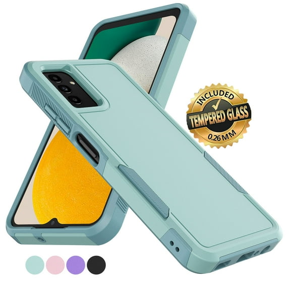 Case for Galaxy A13 5G, 2 in 1 Heavy Duty Armor Shockproof Tough Hybrid Dual Layer Rubber Drop Protection Soft Bumper Rugged Protective Phone Cover Case for Samsung Galaxy A13 5G -Turquoise