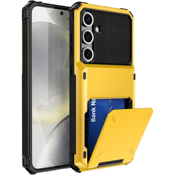 Case for Galaxy A13 5G,Flip Cover Hidden Card Slot Wallet Case,Card Holder Dual-Layer Design Heavy Duty Protection Shockproof Phone Case for Samsung Galaxy A13 5G/4G (Yellow)