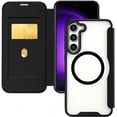 thumbnail image 1 of Case for Galaxy A14 5G,Clear Back Design Heavy Duty Drop Protection Anti Theft Flip Leather Wallet Card Holder Shockproof with Wireless Charge Phone Case for Samsung Galaxy A14 4G/5G (Black), 1 of 9