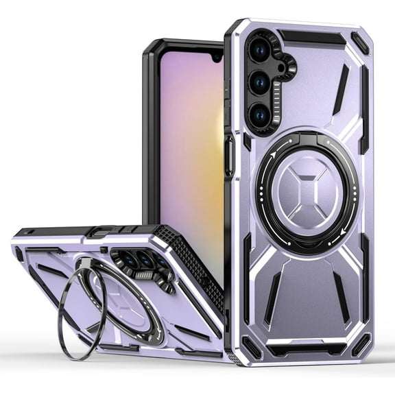 Case for Galaxy A15 5G,Military Grade  Golden [Built-in Kickstand] Magnetic Rotate Ring Heavy Duty TPU+PC Shockproof Protect Phone Case for Samsung Galaxy A15 5G (Purple)