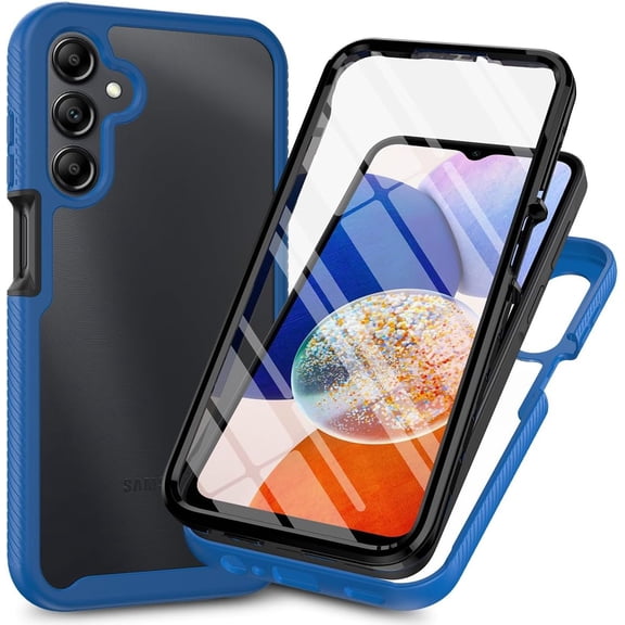 Case for Galaxy A16 5G,Slim Full-Body Rugged Stylish Protective Clear Back Hybrid 3-in-1 Case with Built-in Screen Protector Phone Case for Samsung Galaxy A16 4G/5G (Blue)