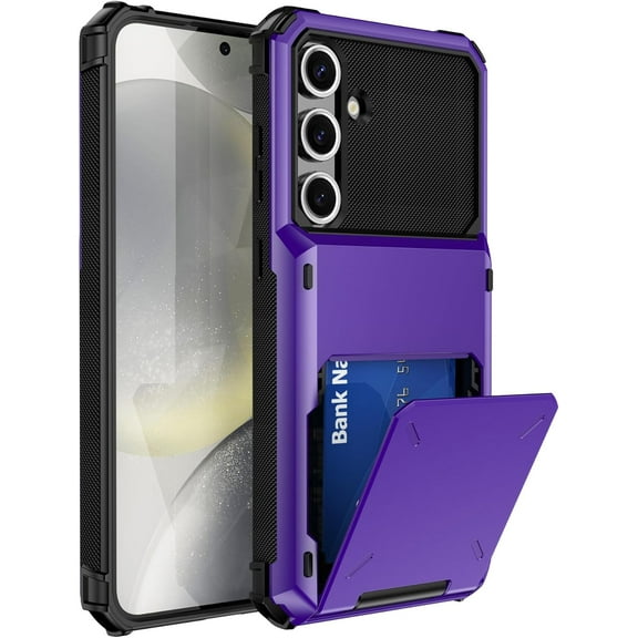Case for Galaxy A25 5G,Flip Cover Hidden Card Slot Wallet Case,Card Holder Dual-Layer Design Heavy Duty Protection Shockproof Phone Case for Samsung Galaxy A25 5G (Purple)
