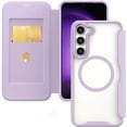 thumbnail image 1 of Case for Galaxy A34 5G,Clear Back Design Heavy Duty Drop Protection Anti Theft Flip Leather Wallet Card Holder Shockproof with Wireless Charge Phone Case for Samsung Galaxy A34 5G (Purple), 1 of 7
