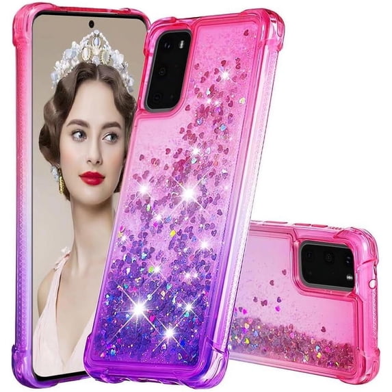 Case for Galaxy A36 5G,Flowing Bling Liquid Gradient Sparkle Moving Glitter Quicksand Waterfall Anti-Fall Girls Women Protect Phone Case for Samsung Galaxy A36 5G (Pink/Purple)