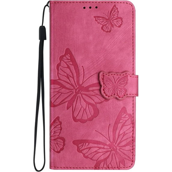 Case Galaxy A42 5G Wallet Cover Compatible with Samsung Galaxy A42 5G, Elegant Embossed PU Leather Folio Shell Card Holder Magnetic Folding Flip Case for Women (Hot Pink)