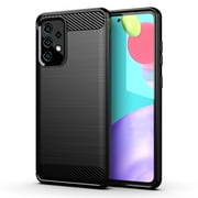 Case for Galaxy A52 5G, Nakedcellphone [BLACK CARBON FIBER] Flexible TPU Slim Phone Case Cover [Anti-Shock, Anti-Fingerprint] for Samsung Galaxy A52 5G Phone