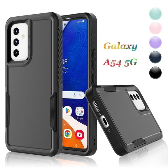 Case for Galaxy A54 5G 6.4 inch , 2 in 1 Hard PC Phone Case for Samsung Galaxy A54 5G Case, Njjex Rubber & Rugged Shockproof Full Body Protection Case Cover - Black