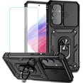 thumbnail image 1 of Case for Galaxy A54 5G Case, Samsung A54 5G SM-A546U Case with Tempered Glass Screen Protector and Slide Camera Cover, 360° Rotate Ring Stand Magnetic Cover for Samsung Galaxy A54 5G Black, 1 of 5