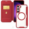 thumbnail image 1 of Case for Galaxy A54 5G,Clear Back Design Heavy Duty Drop Protection Anti Theft Flip Leather Wallet Card Holder Shockproof with Wireless Charge Phone Case for Samsung Galaxy A54 5G (Red), 1 of 9