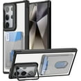 thumbnail image 1 of Case for Galaxy A55 5G,Military Grade Drop Wallet Case with Lens Kickstand Card Holder,Slim Protective Shockproof Transparent Phone Case for Samsung Galaxy A55 5G (Black), 1 of 7