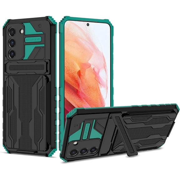 Case for Galaxy Note 20,Military Grade [Built-in Kickstand] with Card Holder Dual-Layer Design Heavy Duty Shockproof Protection Phone Case for Samsung Galaxy Note 20 5G,6.7 Inch 2020 (Green)