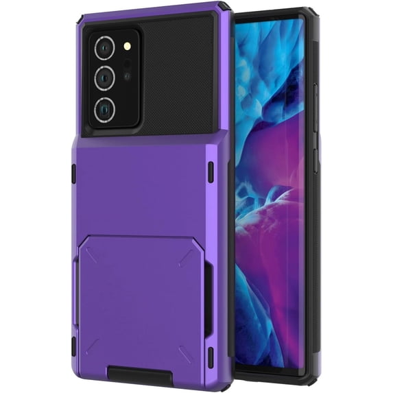Case for Galaxy Note 20 Ultra,Flip Cover Hidden Card Slot Wallet Case,Card Holder Dual-Layer Design Heavy Duty Protection Shockproof Phone Case for Samsung Galaxy Note 20 Ultra 5G,6.9" 2020 (Purple)