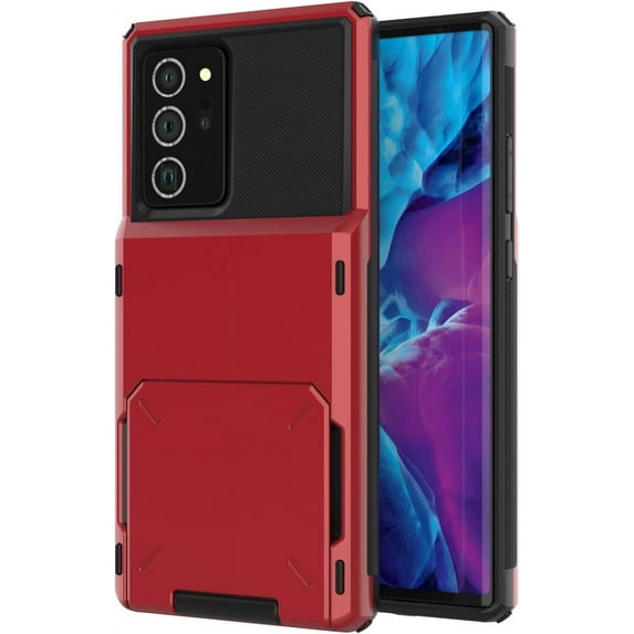 Case for Galaxy Note 20 Ultra,Flip Cover Hidden Card Slot Wallet Case,Card Holder Dual-Layer Design Heavy Duty Protection Shockproof Phone Case for Samsung Galaxy Note 20 Ultra 5G,6.9" 2020 (Red)