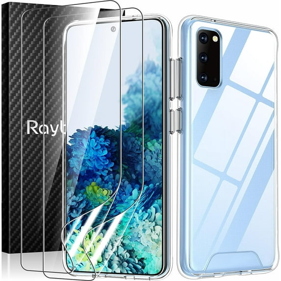 Case for Galaxy S20 with 2 Pack TPU HD Full Screen Protector Soft, Phone Case Clear TPU Film Drop Shockproof Non-Slip Protective Cover for Samsung Galaxy S20 5G