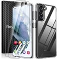 thumbnail image 1 of Case for Galaxy S21 5G with Screen Protector Soft(2Pcs), Crystal Clear Designed Shockproof Protective Phone Case, Hard PC Back Soft TPU Frame Slim Transparent Cover for Samsung Galaxy S21, 1 of 14