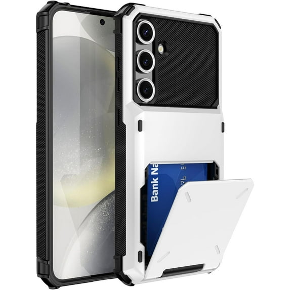 Case for Galaxy S21 FE,Flip Cover Hidden Card Slot Wallet Case,Card Holder Dual-Layer Design Heavy Duty Protection Shockproof Phone Case for Samsung Galaxy S21 FE 5G,6.4 inch 2022 (White)