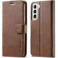 thumbnail image 1 of Case for Galaxy S21 Plus [6.7 inch], PU Leather Wallet Folio Flip Magnetic Buckle Slim Back Cover Built-in Card Holder Slot and Stand for Samsung Galaxy S21 Plus (Brown), 1 of 8