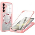 thumbnail image 1 of Case for Galaxy S22,Full-Body Rugged Stylish Protective Clear Colorful Back Hybrid 3-in-1 with Built-in Screen Wireless Charging Phone Case for Samsung Galaxy S22 5G,6.1 inch 2022 (Pink), 1 of 18