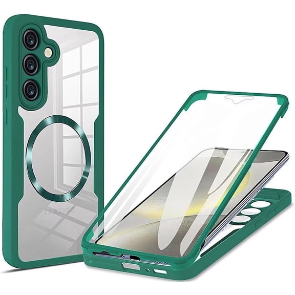 Case for Galaxy S22 Plus,Full-Body Rugged Stylish Protective Clear Colorful Back Hybrid 3-in-1 with Built-in Screen Wireless Charging Phone Case for Samsung Galaxy S22 Plus 5G,6.6" 2022 (Green)