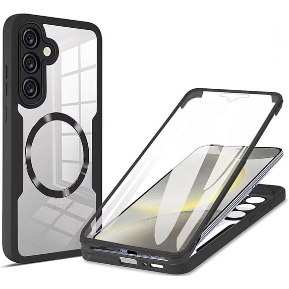 Case for Galaxy S23 Plus,Full-Body Rugged Stylish Protective Clear Colorful Back Hybrid 3-in-1 with Built-in Screen Wireless Charging Phone Case for Samsung Galaxy S23 Plus 5G,6.6" 2023 (Black)