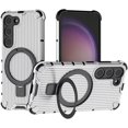 thumbnail image 1 of Case for Galaxy S23 Plus,Grating Antiskid [Built-in Kickstand] Magnetic Rotate Ring Holder Heavy Duty TPU+PC Shockproof Protect Phone Case for Samsung Galaxy S23 Plus 5G,6.6 Inch 2023 (White), 1 of 18