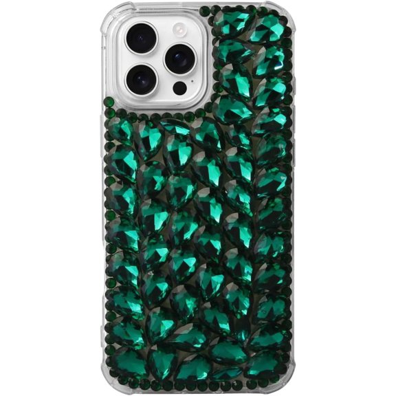 Case for Galaxy S24,3D Handmade Sparkle Stunning Stones Crystal Diamond Bling Glitter Girls Women Shockproof Phone Case for Samsung Galaxy S24 5G,6.2 inch 2024 (Green)