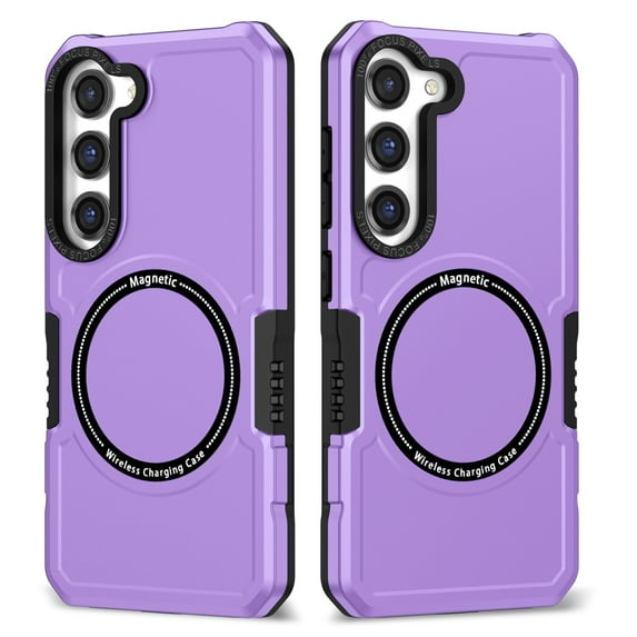 Case for Galaxy S24,Decase Heavy Duty Cover Soft TPU & Hard PC Dual Layer Hybrid Case Support Wireless Charging Magnetic Rugged Phone Shell,for Samsung Galaxy S24 - Purple