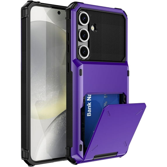 Case for Galaxy S24 FE,Flip Cover Hidden Card Slot Wallet Case,Card Holder Dual-Layer Design Heavy Duty Protection Shockproof Phone Case for Samsung Galaxy S24 FE 5G,2024 (Purple)