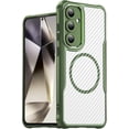 thumbnail image 1 of Case for Galaxy S24 FE,Full-Body Rugged Carbon Fibre Protective Clear Back Hybrid Magnetic Wireless Charge Shockproof Protector Phone Case for Samsung Galaxy S24 FE 5G,2024 (Green), 1 of 18