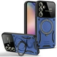 thumbnail image 1 of Case for Galaxy S24 FE,Military [Built-in Kickstand] Magnetic Metal Ring Dual-Layer Heavy Duty Car Holder Shockproof Camera Lens Protection Phone Case for Samsung Galaxy S24 FE 5G,2024 (Blue), 1 of 10