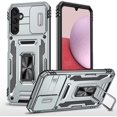 thumbnail image 1 of Case for Galaxy S24 FE,Military Grade Car Holder Protection [Built-in Kickstand] Magnetic Metal Ring Heavy Duty TPU+PC Shockproof Phone Case for Samsung Galaxy S24 FE 5G,2024 (Silver), 1 of 8