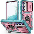 thumbnail image 1 of Case for Galaxy S24 FE,Military Grade Magnetic Protection [Built-in Kickstand] Metal Ring Car Holder Heavy Duty Shockproof Phone Case for Samsung Galaxy S24 FE 5G,2024 (Pink Green), 1 of 10